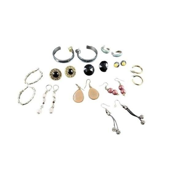 VINTAGE Jewelry 11-Piece Earrings Lot: Gold-Tone, Silver Tone, Gemstones & More! - Picture 1 of 12